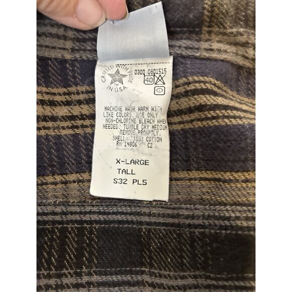 Carhartt Plaid Heavyweight Flannel Work Shirt Mens Size XL Tall.Rugged-Button up - Picture 10 of 13